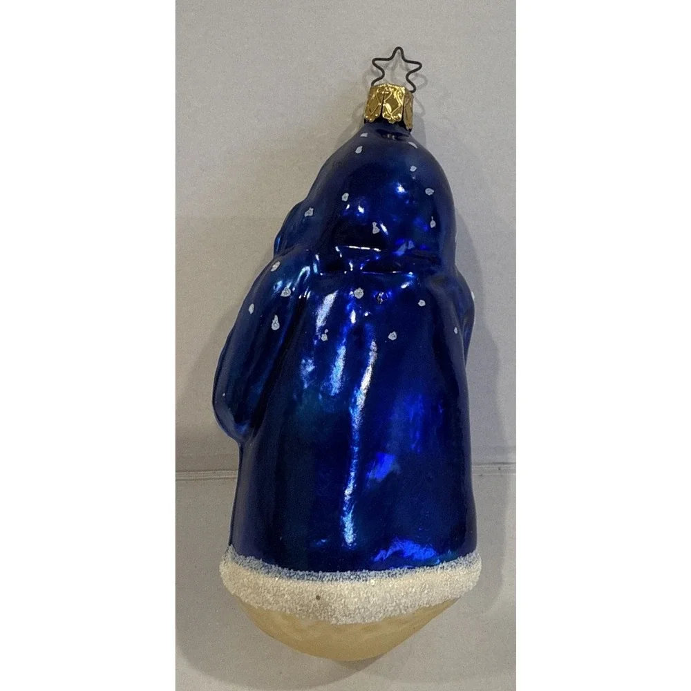 Vintage‎ Father Christmas Santa blue glass ornament Germany Xmas Tree